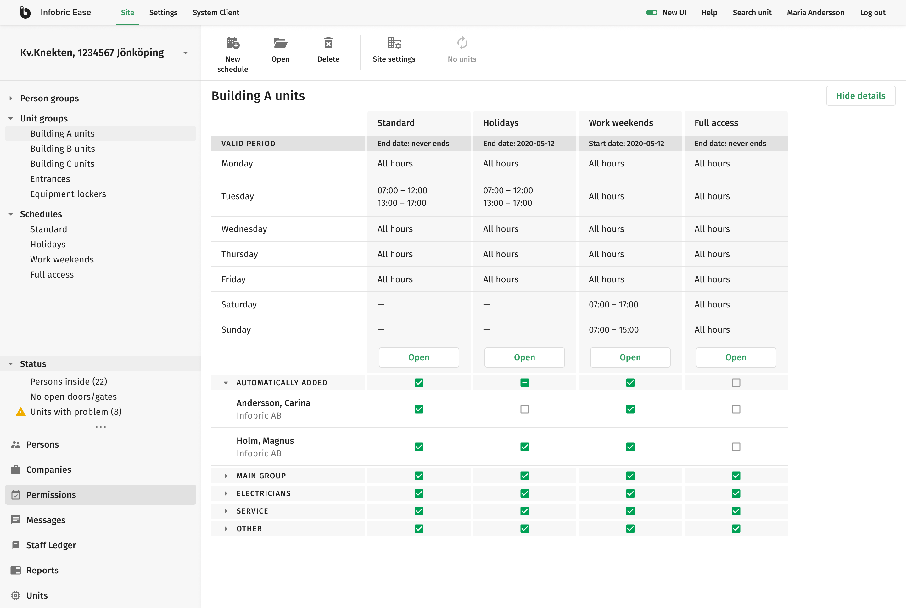 After: the redesigned permission matrix